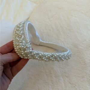Vintage Pearl Beaded Bridal tiara with veil